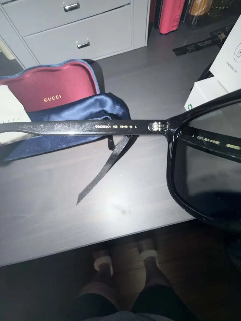 Gucci GG0057SKN Square Sunglasses in Black